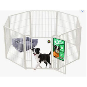 FXW Homeplus Unleashed Indoor Dog Playpen 32” White 8-Panel Metal Pen